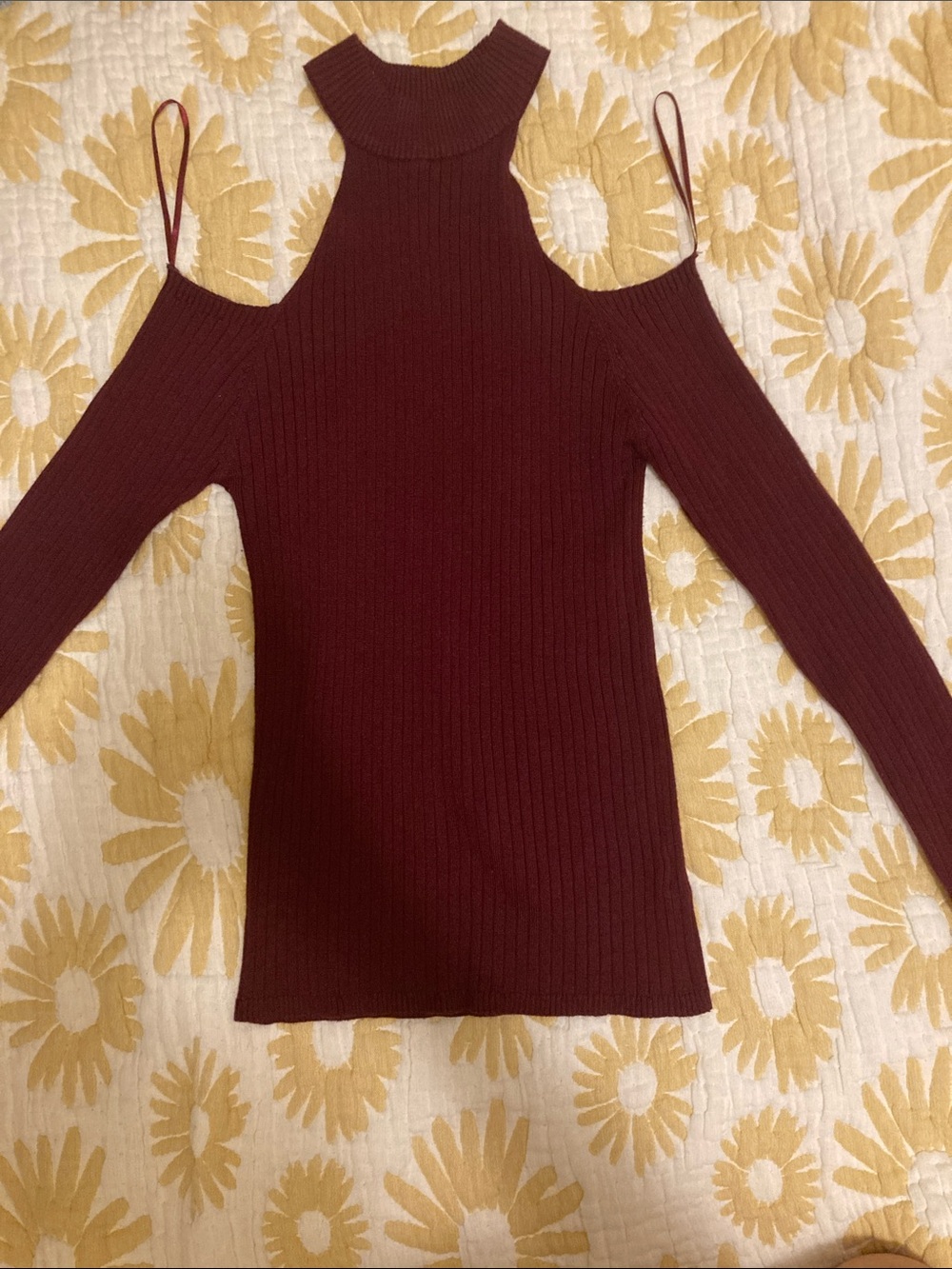 Ambiance Off-the-Shoulder Ribbed Sweater - Burgundy